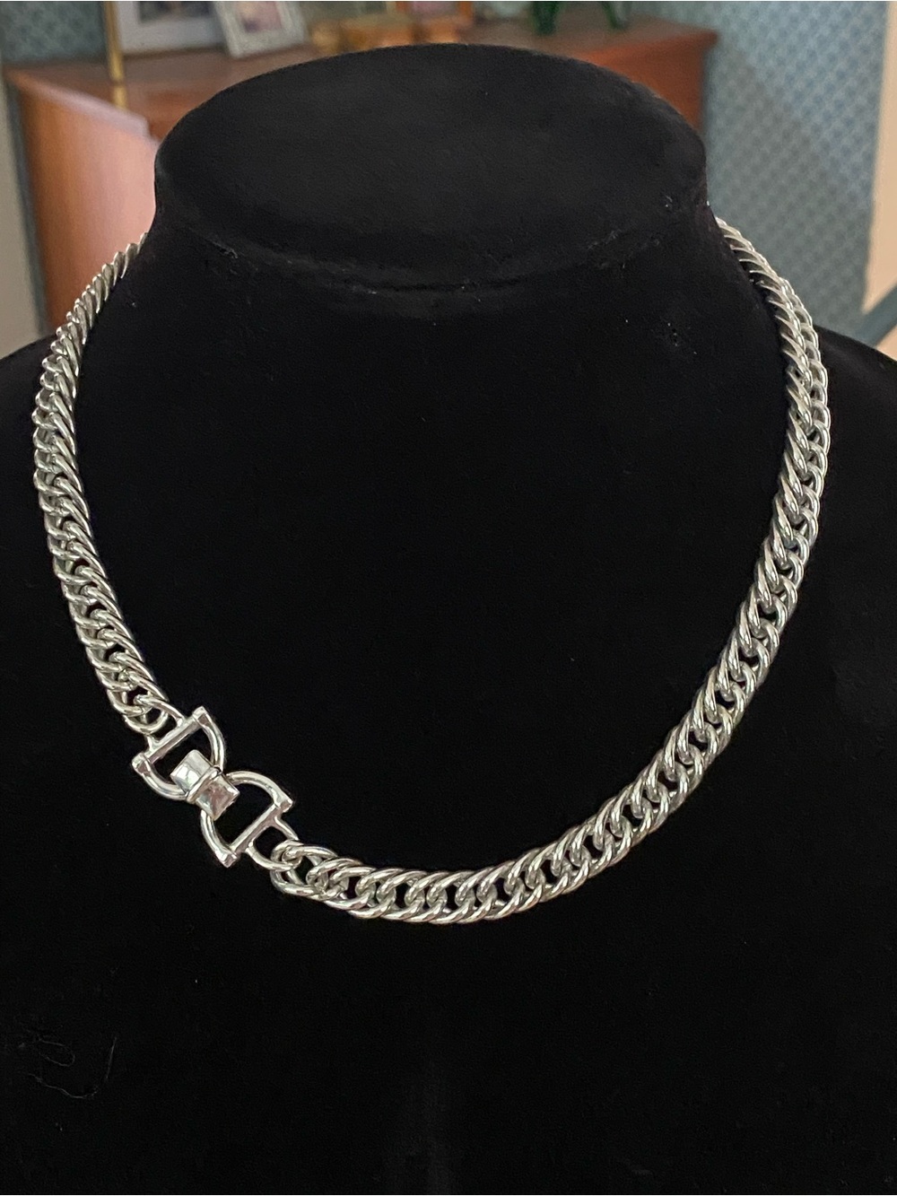 REDUCED 💛 RLL chunky silver-plated curb chain necklace w/ fold over clasp